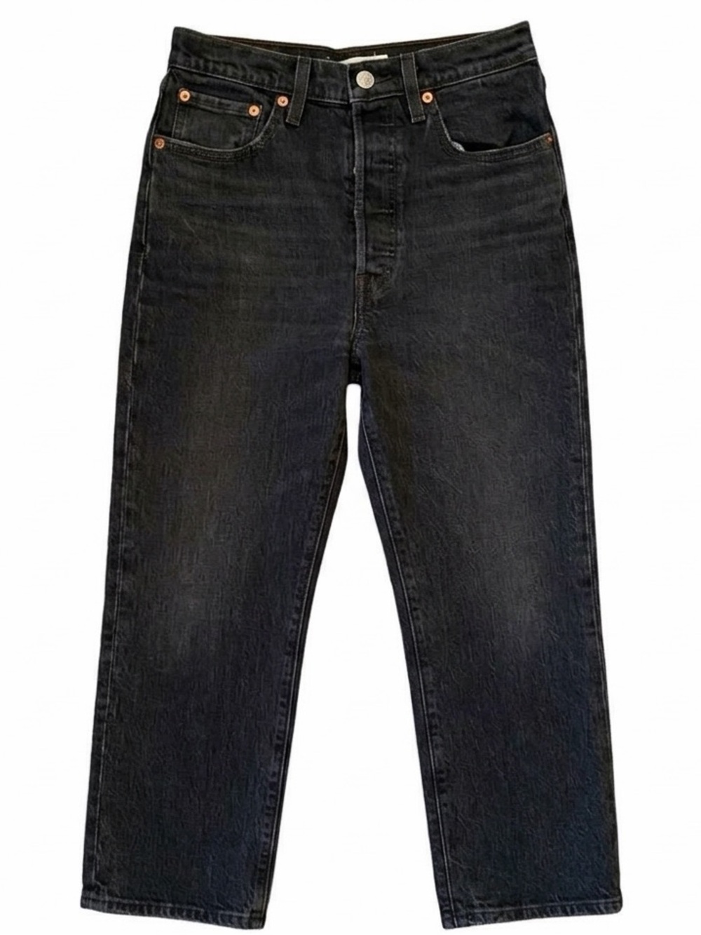 Woman’s Levi’s Black High-Rise Rubxage Straight-Leg Jeans - Classic Denim